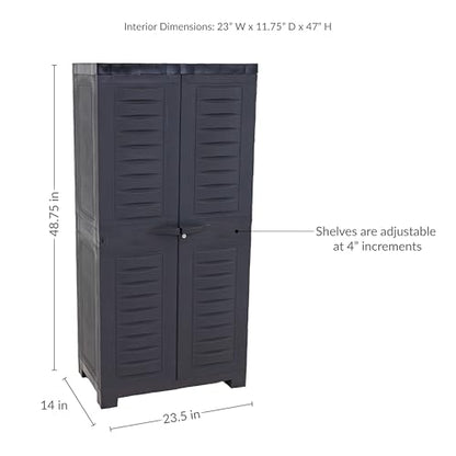 Sunnydaze 48" Garage Storage Cabinet with Locking Doors & Shelves, Charcoal - color: Charcoal