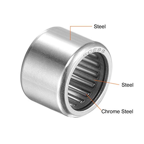 uxcell SCE88 Needle Roller Bearings 1/2-inch Bore 11/16-inch OD 1/2-inch Width Chrome Steel Open End 5pcs - size: 1/2x11/16x1/2"