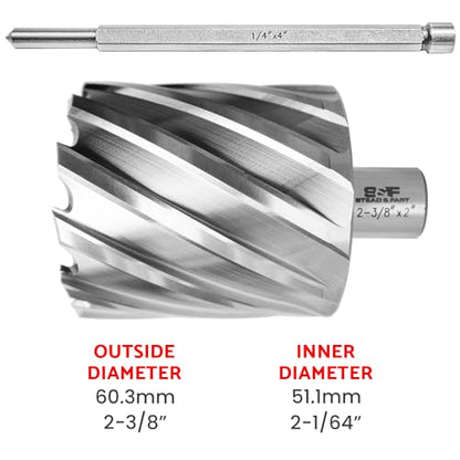 S&F STEAD & FAST Mag Drill Bit 2-3/8" x 2" Depth, Pilot Pin, Annular Cutter - size: 2-3/8"x 2"