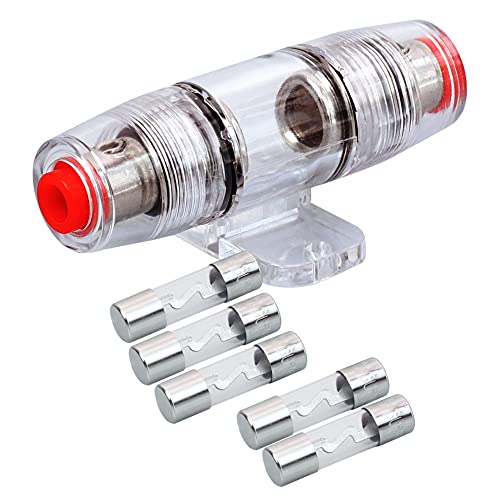 FHZ1U30-5 1pc 4 8 AWG AGU Fuse Holder with 5pcs Fuses Zinc Die Cast Nickel Plated (30 Amp) - size: 30 Amp