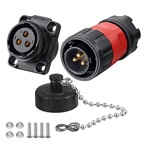 CNLINKO YM-20 Industrial Waterproof Connector IP68 Circular Aviation Plug PBT Plastic Shell M20 2-12 Pin Flange Socket (3-Pin) - size: 3-Pin, style: Male Plug/Female Socket