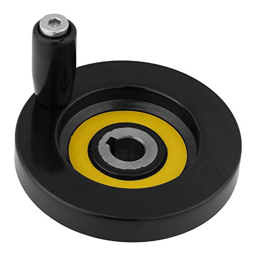 Lathe Hand Wheel, Black Round Bakelite Rear Hand Wheel with Removable Revolving Handle for Milling Machine and Lathe Tools 12x80mm