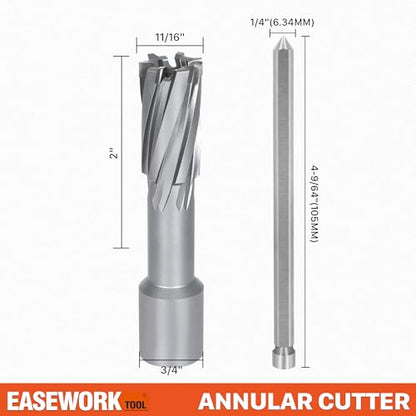 EASEWORK TOOL Carbide-Tipped Annular Cutter, 11/16" Diameter x 2" Depth - size: 11/16"x2"