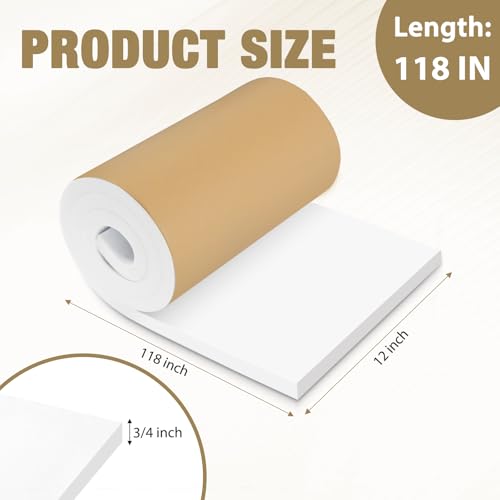 LSGCQ Sponge Neoprene Foam Padding Self Adhesive Foam Sheets, White - color: White, size: 12" Wide x 3/4" Thick x 118" Long