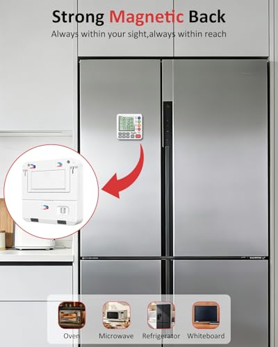 Digital Kitchen Timer with 4 Channel, Loud Alarm and Silent Mode - color: White