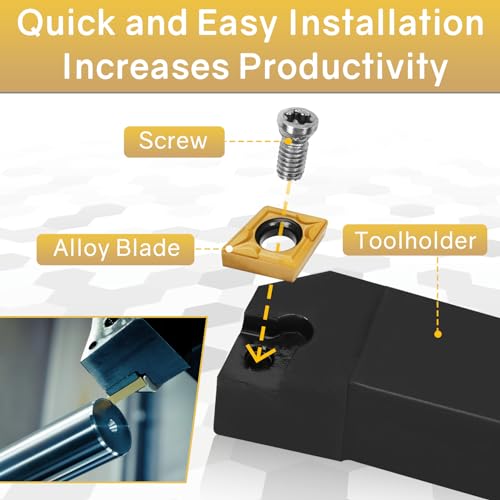 S06K/S07K/S08K/S10K/S12M-SCLCR06 Indexable Lathe Turning Tool 15Pcs Kit, 5Pcs Metal Lathe Tools Holder Set, with 10Pcs CCM21.51/CCMT060204 Carbide Inserts Turning Inserts Carbide Turning Tool - style: 5pcs SCLCR06 Shanks+10pcs Inserts