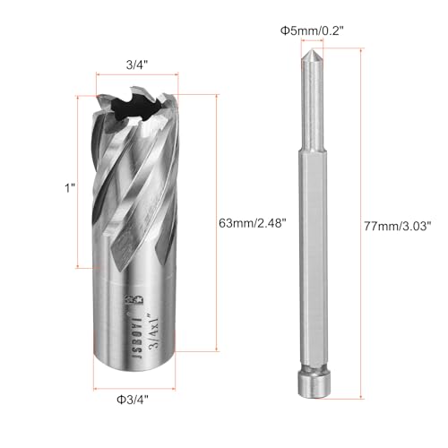 HARFINGTON Annular Cutter 3/4" Cutting Diameter Shank 3/4" with 1" Depth of Locating Pin M2 High-Speed Steel Drill Bit Annular Cutter for Standard Magnetic Drills Machine Tools Mills - size: 3/4 inch * 1 inch