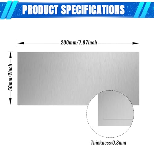 0.8mm Stainless Steel Sheet 2x8 Inch, 430 Magnetic Stainless Steel Plate, 20 Gauge Metal Sheet for Wall, DIY, Crafts, Jewelry, Electrical Repair (2 Pack) - size: 2" x 8"-20 Gauge(0.8mm)