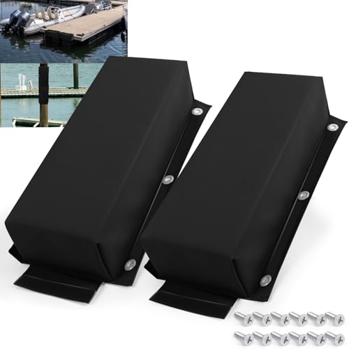 Dock Bumper,Dock Bumper Guard with Screws,Boat Dock Bumper for Boat Dock Vertical Pole Post or Corner Dock,PVC Piling Bumper-Post Bumper for Horizontal Deck or Pier Fenders - style: Black 2Pack Total 32IN