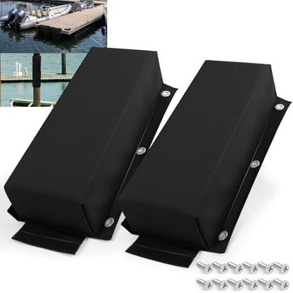 Dock Bumper,Dock Bumper Guard with Screws,Boat Dock Bumper for Boat Dock Vertical Pole Post or Corner Dock,PVC Piling Bumper-Post Bumper for Horizontal Deck or Pier Fenders - style: Black 2Pack Total 32IN