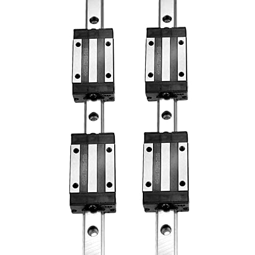 [2 Pack] HGR20/HGH20 450mm / 17.71 inch Linear Sliding Rail Guide with 4 HGH20CA Linear Bearing Sliding Carriage Block for 3D Printer, CNC Machine and Routers (450mm, HGR20/HGH20) - size: 450mm