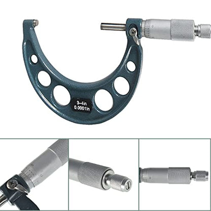 4-Pack Outside Micrometer Set 0-4In Precision Machinist Tools W/Carbide Tips and Ratchet Stop - size: 0-4In