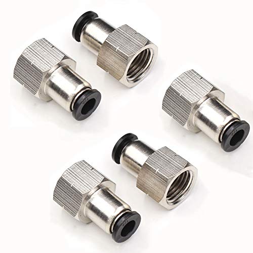 1/4 Female NPT Push to Connect Air Fittings,CEKER 1/4 inch Air Tube Fitting 1/4" Od Tubing Air Line Quick Connect Fittings Female Pneumatic Fittings Push Lock Fittings Connectors 5Packs - size: 1/4" OD X 1/4" FNPT