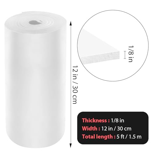 Self Adhesive Foam Rubber Sheets Sponge Neoprene with Adhesive Closed Cell Neoprene Rubber Roll Foam Padding for Shock Pad, DIY, Crafts (White, 12 Inch x 59 Inch x 1/8 Inch) - color: White, size: 12 Inch x 59 Inch x 1/8 Inch