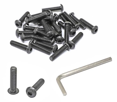iexcell 25 Pcs 1/4-20 x 1 Alloy Steel 10.9 Grade Hex Socket Button Head Cap Screws Bolts Kit, Black Oxide Finish - size: 1/4-20 x 1"