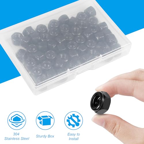 50Pcs #10-24 Nylon Insert Hex Lock Nuts Self-Locking Nut - size: #10-24; 50pcs