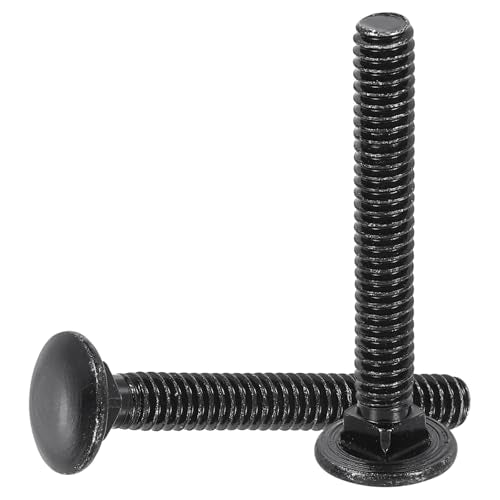 uxcell 50pcs Carriage Bolts 1/4"-20x1-1/2 Carbon Steel Round Head - Black - color: Black, size: 1/4"-20x1-1/2"
