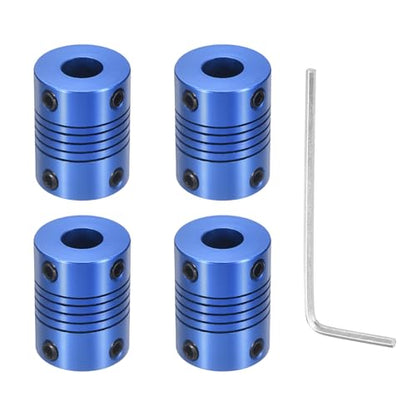 Flexible Shaft Coupling(8mm|8mm): 4 Pcs Blue Aluminum Alloy - color: Blue, size: 8mm x 8mm (19mm OD, 25mm L)