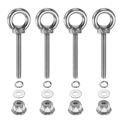 PATIKIL M3 x 25mm Shoulder Eye Bolt, 4 Pcs 304 Stainless Steel Lifting Ring Threaded Eye Bolt with Flange Lock Nuts Spring and Flat Washers for Hanging Tie Down Straps Outdoor Indoor - size: M3 x 25mm