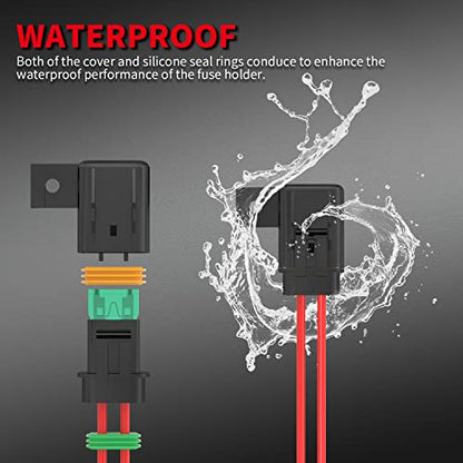 DaierTek Inline Fuse Holder 12V 12 AWG Waterproof ATC/ATO Blade Fuse Holder with 20 Amp 30 Amp 40 Amp Inline Fuse Heavy Duty in Line Fuse Holder for Marine Automotive Vehicle -6Pcs - color: Fixable