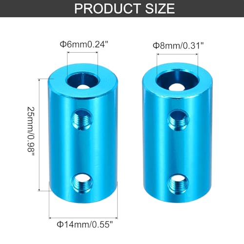 MECCANIXITY Rigid Screw Coupling 6mm to 8mm Shaft Coupler Connector L25mm x D14mm Aluminum Alloy Joint Connector Set for 3D Printers DIY Encoder with 20 Screws, Blue, 5Pack - color: Blue, size: 6mm to 8mm