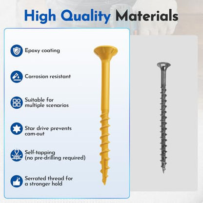 #8 x 2 Deck Screws Wood Screws, Torx Flat-Head Exterior Screws, T25 Star Bit Included(615PCS 5LB Box) - size: #8x2"