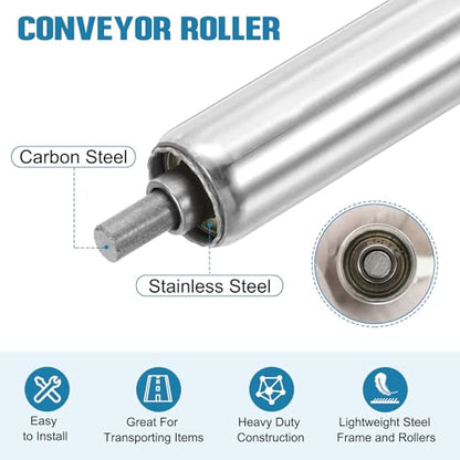 MECCANIXITY Stainless Steel Conveyor Roller 1" Diameter 24" Length Silver - size: 1"x24"