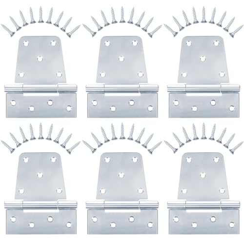 Heavy Duty Gate Hinges 3.5 inch 6 Pack Extra Thick Industrial T Hinges Barn Door Shed Door Hinges for Large Wooden Gates Wood Fence Outdoor - Zinc Iron Finish (Screws Included) - color: Silver, size: 3.5"-6 Pack