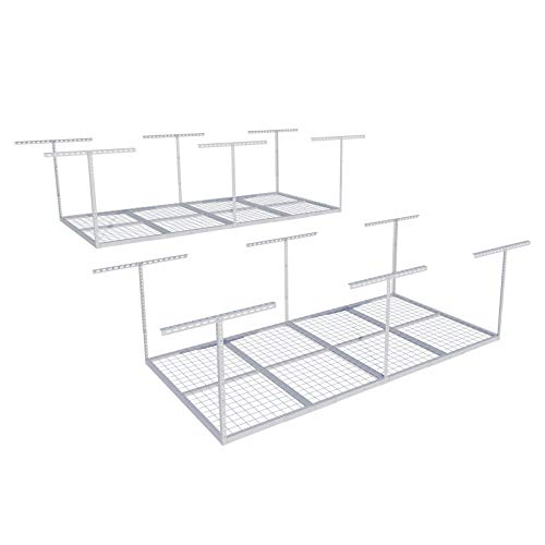 FLEXIMOUNTS 4x8 Overhead Garage Ceiling Storage Rack, 2 Pack, White - color: White, size: 4x8 ft