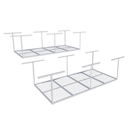 FLEXIMOUNTS 4x8 Overhead Garage Ceiling Storage Rack, 2 Pack, White - color: White, size: 4x8 ft