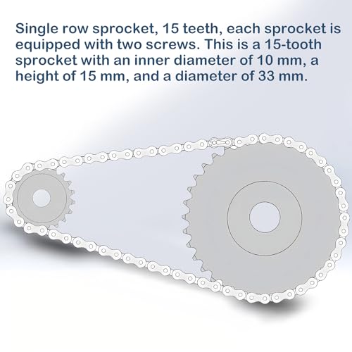 2Pcs 15 Tooth Roller Sprocket B Type, Single Strand 1/4 Inch Pitch, #25 Chain, 10mm Bore Black Oxide C45 Carbon Steel with Set Screws for ISO 04C