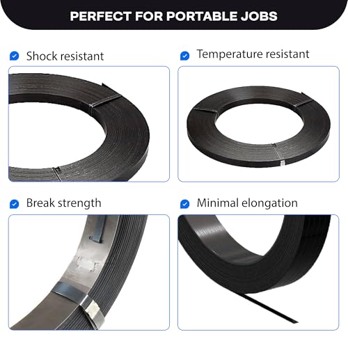 IDL Packaging 5/8" x .020" x 300' Steel Strapping Coil (1400 Lbs Break Strength) in Self-Dispensed Сardboard Box - Portable Strong Banding with Superior Cut-Resistance - Heavy Pallet Strapping - size: 5/8W" x 300L'