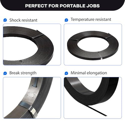 IDL Packaging 5/8" x .020" x 300' Steel Strapping Coil (1400 Lbs Break Strength) in Self-Dispensed Сardboard Box - Portable Strong Banding with Superior Cut-Resistance - Heavy Pallet Strapping - size: 5/8W" x 300L'