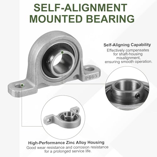 uxcell KP003 Pillow Block Bearing 5/8" (17mm) Zinc Alloy Steel 4Pcs - size: KP003 (5/8" Bore)