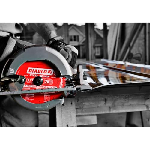 Diablo 7-1/4-Inch x 70-Teeth Steel Demon Carbide Saw Blade for Thin Metal - Ideal for Mild Steel Cutting, 12 Gauge or Thinner - Tico Hi-Density Carbide, Triple Chip Grind - D0770F - size: 7-1/4", style: 70 TCG
