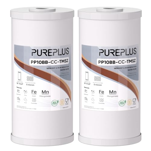 PUREPLUS 10" x 4.5" Whole House Iron Reducing Sediment Water Filter,2PACK - size: 2 Count (Pack of 1), style: Heavy Metals Removal（PRO)