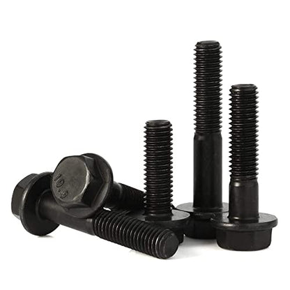M6 x 35mm Flanged Hex Head Bolts Flange Hexagon Screws, Half Thread, Alloy Steel, Black Oxide Finish, Quantity 20 - size: M6-1.0 x 35mm