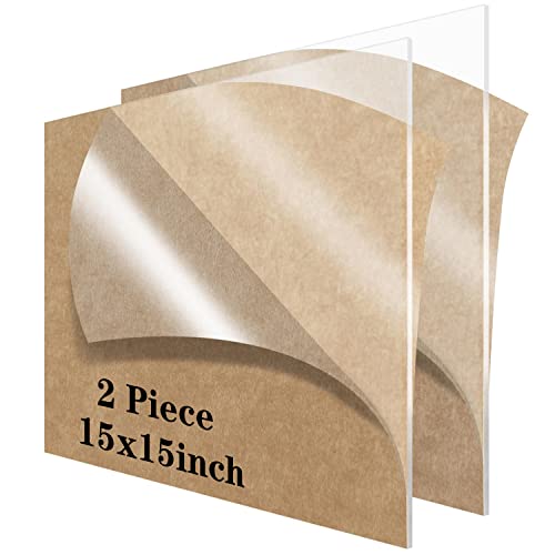 Lesnlok 2 Pieces 15 x 15 Acrylic Sheet 1/8 Thick 3mm Plexiglass Sheet,for Sign,Craft,Photo Frame, DIY Display Projects (2, 15 x 15 x 1/8) - size: 15 x 15 x 1/8