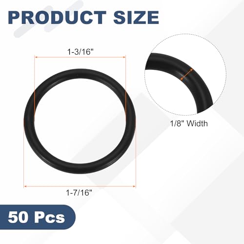 uxcell 50Pcs AS-217 O-Rings, Nitrile Rubber O-Rings 1-3/16" ID, 1-7/16" OD, 1/8" Width Round Sealing Gasket for Automotive Machine Plumbing Sealing Repair (70 Durometer, Black) - size: 1-3/16" ID, 1-7/16" OD, 1/8" Width