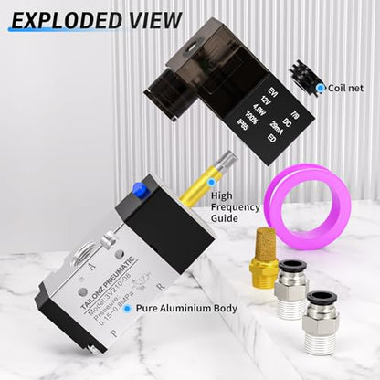 TAILONZ 1/4"NPT DC24V Solenoid Valve 2Position 3Way Junction Box 3V210-08 - color: DC24V, size: 2 Position 3 Way-1/4"NPT