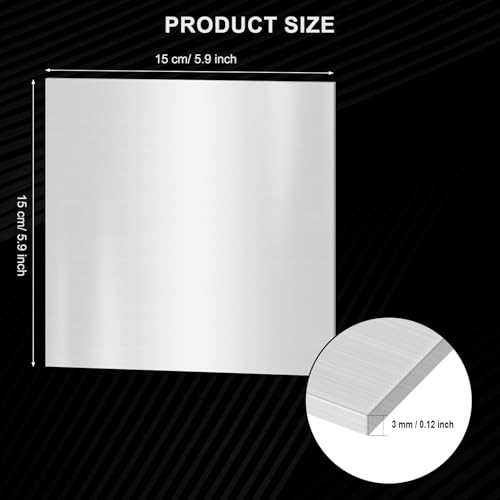 2PACK 304 Stainless Steel Sheets, 6 x 6 x 1/8 inch (10 Gauge) Thickness Stainless Steel Plates Stainless Steel Shim Plates Metal Sheets for Kitchen DIY Craft Making - size: 6 x 6 inch
