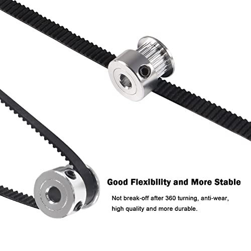 6PCS GT2 Timing Belt - 110mm, 158mm, 200mm, 300mm, 400mm, 610mm Width 6mm + 2PCS GT2 Timing Belt Pulley 20 Teeth 5 Bore for 3D Printer, Dishwashers, Packaging Machinery