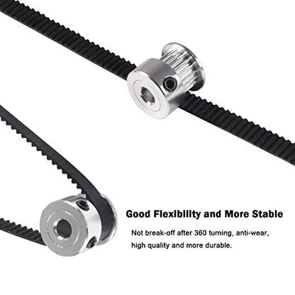 6PCS GT2 Timing Belt - 110mm, 158mm, 200mm, 300mm, 400mm, 610mm Width 6mm + 2PCS GT2 Timing Belt Pulley 20 Teeth 5 Bore for 3D Printer, Dishwashers, Packaging Machinery