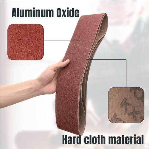 POWERTEC 35PK Sanding Belts & PSA Sanding Discs Set, Incl. 25PK 4x36 Aluminum Oxide Belts 40/80/120/150/240 Grits + 10PK 6" Self-Adhesive Disc 80 Grits for Benchtop Belt & Disc Sander (110292)