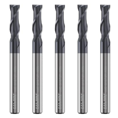 LU&MN Tungsten Carbide Square End Mills, 2 Flute, 3/16", 5 PCS - size: 3/16 in
