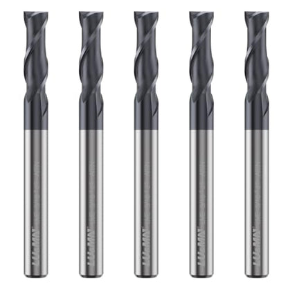 LU&MN Tungsten Carbide Square End Mills, 2 Flute, 3/16", 5 PCS - size: 3/16 in