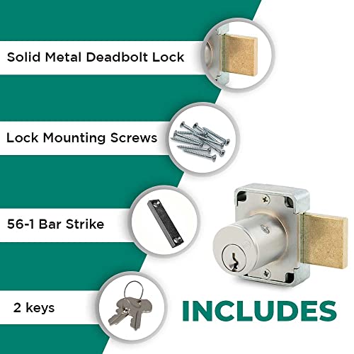 Olympus Lock 100DR Deadbolt Lock | 7/8” Chrome Key US26D | NATL KA915 Easily Rekeyable Cabinet Door Lock, Keyed Alike | Grade 1 Door Locks with Keys | Deadbolt Cabinet Locks | Cabinet Lock for Doors
