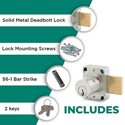 Olympus Lock 100DR Deadbolt Lock | 7/8” Chrome Key US26D | NATL KA915 Easily Rekeyable Cabinet Door Lock, Keyed Alike | Grade 1 Door Locks with Keys | Deadbolt Cabinet Locks | Cabinet Lock for Doors