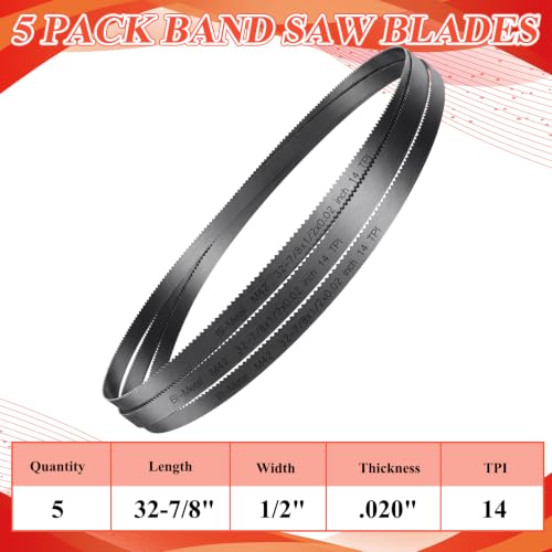 5 Pack Bi-Metal Portable Band Saw Blades, 32-7/8'', 14 TPI - size: 32-7/8'', style: 14 TPI