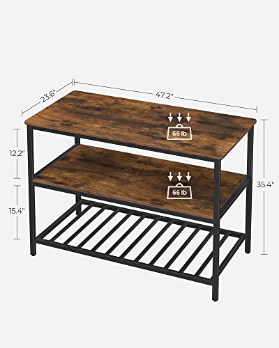 VASAGLE Kitchen Island with 3 Shelves, Storage Cabinet, Steel Structure - color: Rustic Brown + Black, size: 47.2"W x 35.4"H, style: without Power Outlets